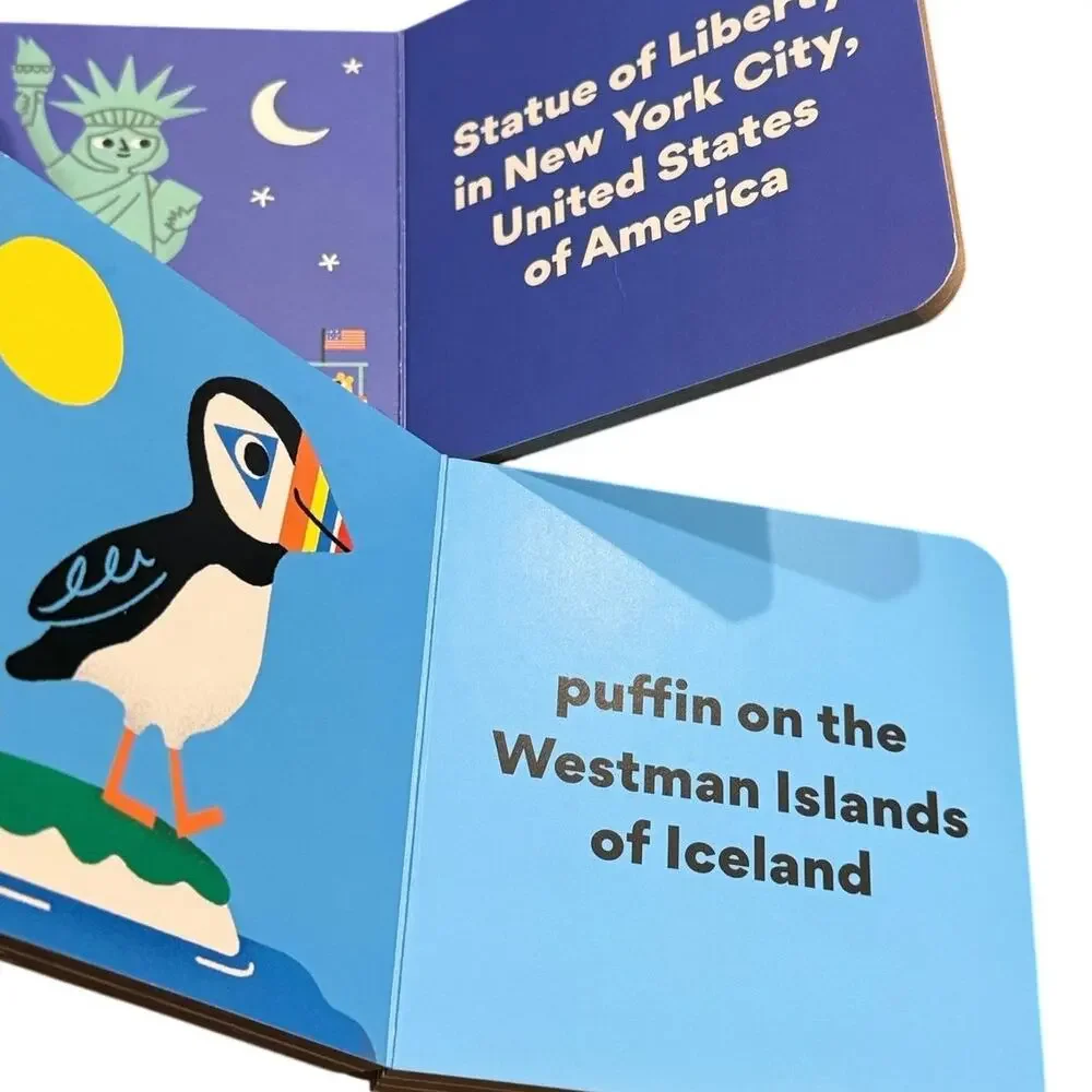 Little Traveler Board Book Set 4 Mini Books Landmarks Food Animals VGUC